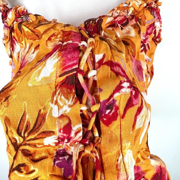 H&M Tropical Floral Ruffle Crop Top XS - Picture 6 of 10